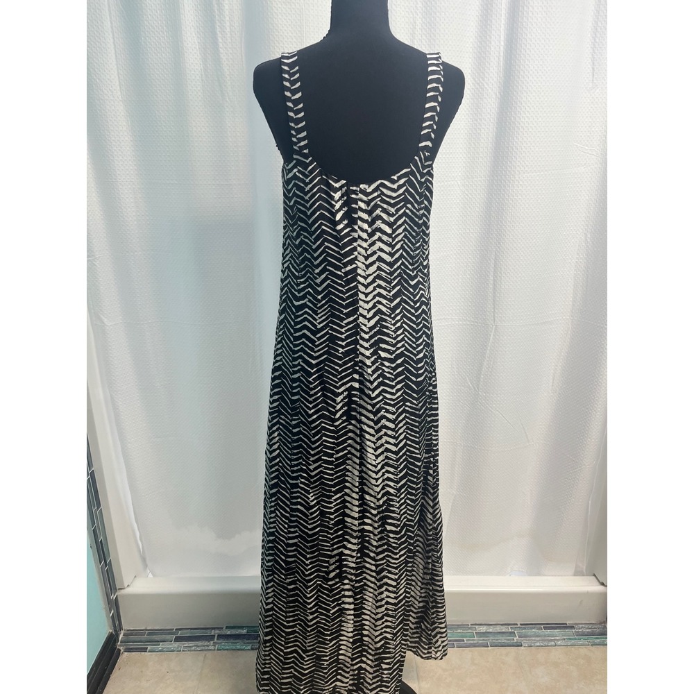 Velvet by Graham & Spencer Silk Maxi Dress Black White Zebra Beaded V-Neck XS - Picture 3 of 6